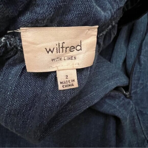 Aritzia  * Wilfred Midi  Pinafore Linen Dress   Blue Moroccan EUC - Picture 12 of 14